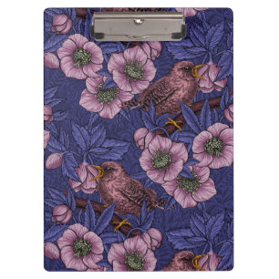 Carpeta De Pinza Wren y hellebore, violeta y rosa