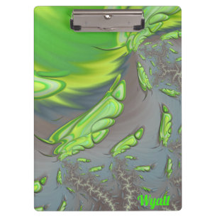 Carpeta De Pinza WYATT ~ Diseño gris plateado y verde