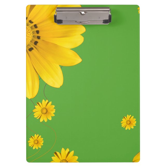 Carpeta De Pinza  Yellow Daisy Floral Design on Green backround (Anverso)