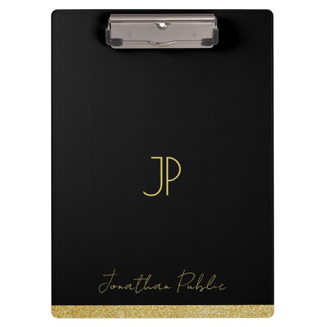 Carpeta De Pinza Your Custom Name Gold Text Personalized Monogram (Anverso)
