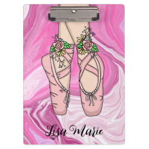 Carpeta De Pinza Zapatillas de ballet personalizadas Mármol rosa y