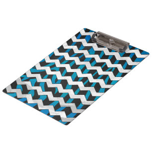Carpeta De Pinza Zebra Chevron Negro y Azul