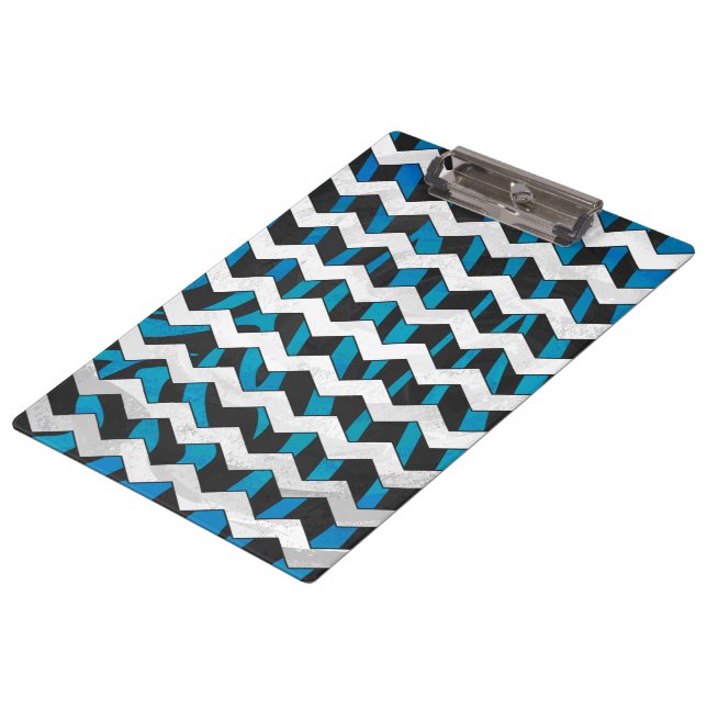 Carpeta De Pinza Zebra Chevron Negro y Azul (Angular)