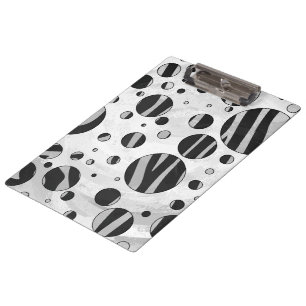 Carpeta De Pinza Zebra Polka Dot negro y gris claro