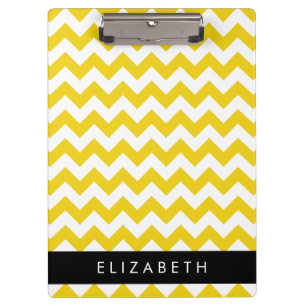 Carpeta De Pinza Zigzag Amarillo, Chevron Amarillo, Tu Nombre