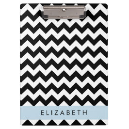Carpeta De Pinza Zigzag negro y blanco, patrón de cheurón, nombre