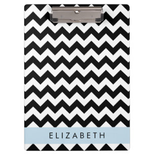 Carpeta De Pinza Zigzag negro y blanco, patrón de cheurón, nombre