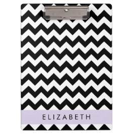 Carpeta De Pinza Zigzag negro y blanco, patrón de cheurón, nombre