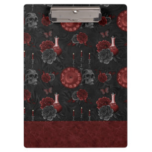 Carpeta De Pinza Zodiac Magic Crimson   Rosa Henna Red Gothic Skull
