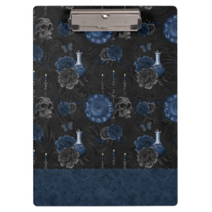 Carpeta De Pinza Zodiac Magic Rosas de cráneo gótico azul de la M