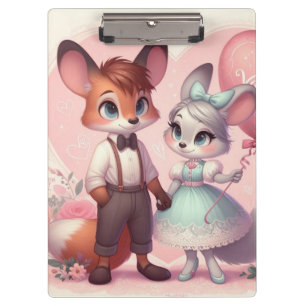 Carpeta De Pinza Zorros de dibujos animados lindos día de San Valen
