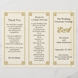 Carpeta de programa de boda patrón dorado blanco