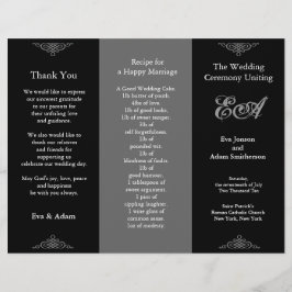 Carpeta del programa de bodas clásica gris oscuro