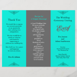 Carpeta del programa de bodas gris Verde azulado c