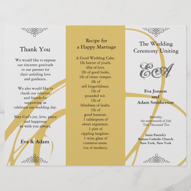 Carpeta del programa de bodas Twirl Amber Gray (Anverso)