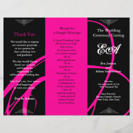 Carpeta del programa de casamiento Twirl Pink Blac