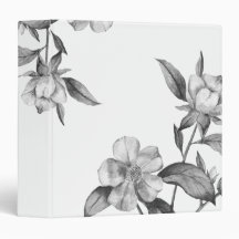 Carpeta floral botánica blanco y negro