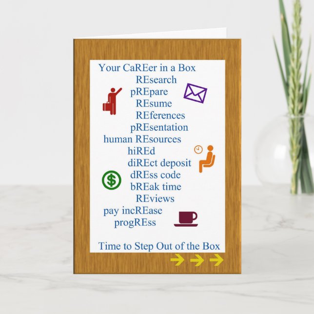 Carrera del retiro en una tarjeta de felicitación (Anverso)