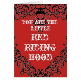 Carrera roja capucha de lobo malo tarjeta romántic