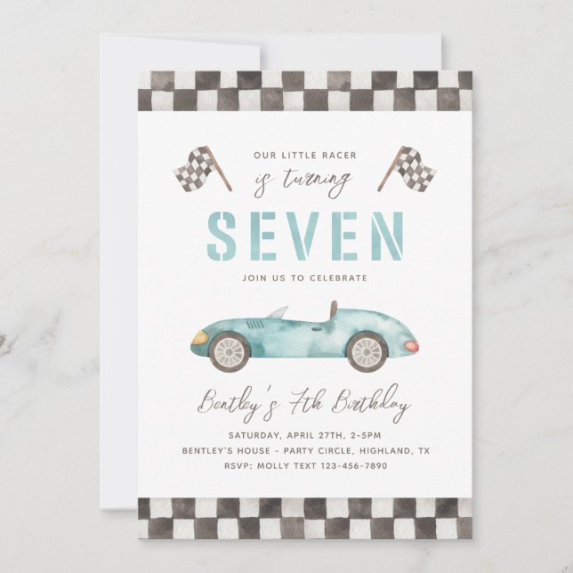 Carreras 7 Invitación de cumpleaños | Invitación a (Anverso)