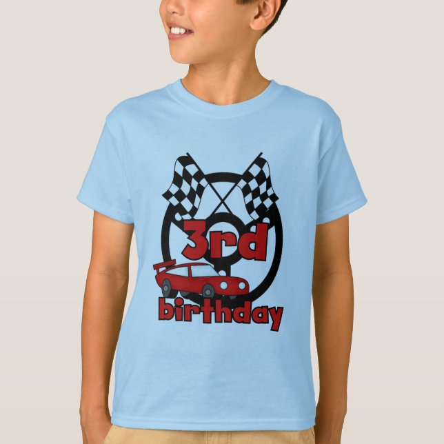 Carreras de coche 3 camisetas de cumpleaños y rega (Anverso)