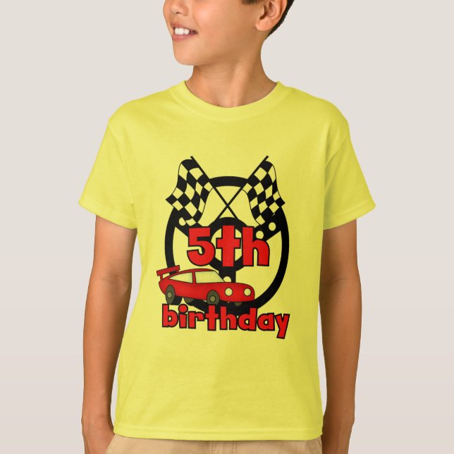 Carreras de coche 5 camisetas de cumpleaños y rega (Anverso)