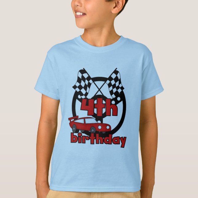 Carreras de coches 4ª camisetas de cumpleaños y re (Anverso)