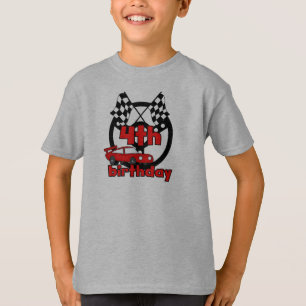 Carreras de coches 4ª camisetas de cumpleaños y re