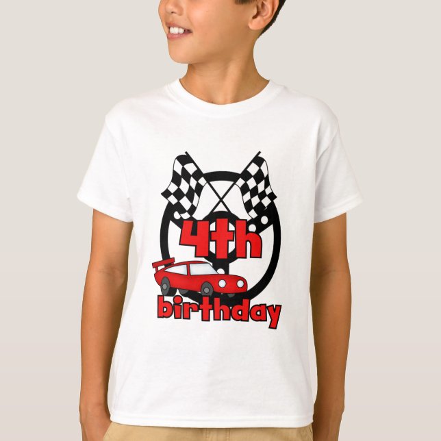 Carreras de coches 4ª camisetas de cumpleaños y re (Anverso)