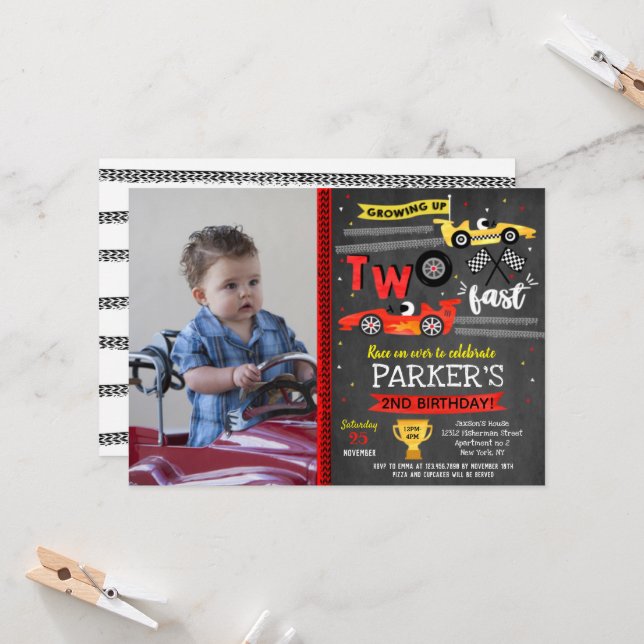 Carreras de coches de carreras dos invitaciones rá (Anverso/Reverso In Situ)