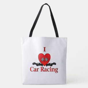 Carreras de coches de corazón Bolsa Tote