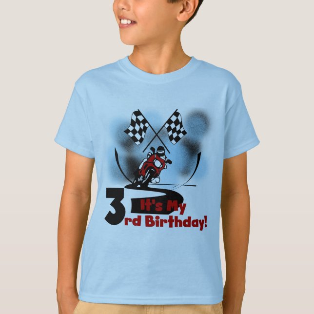 Carreras de motocicleta 3 camisetas de cumpleaños (Anverso)