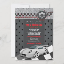 Carreras del coche Racecar Bar Mitzvah Invitación