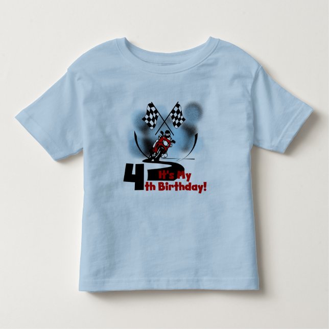 Carreras en motocicleta 4ª camisetas de cumpleaños (Anverso)