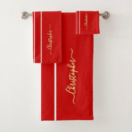 Carreras roja blanca tiras Faux Gold Monogramado