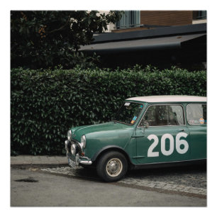 Carreras Verde Mini Cooper poster de coche Vintage
