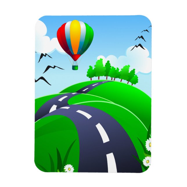 Carretera colindante con globo, imán (Vertical)