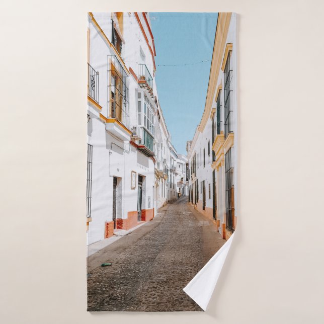 CARRETERA CON AUTOPISTAS BEIGE BAJO CIELO AZUL (Toalla de baño)