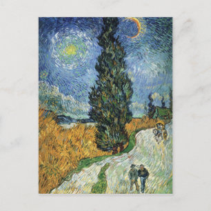 Carretera Van Gogh Con Tarjeta Cypreses