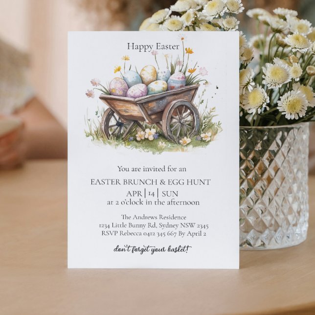 carrito con huevo y caza de huevos Invitación (Subido por el creador)