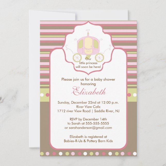 Carrito de Bonito de invitación a Baby Shower para (Anverso)