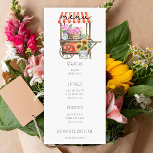 Carrito de flores de acuarela - Menú de boda