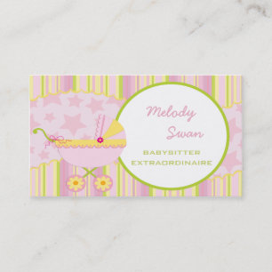Carrito rosa con tarjeta de visita BabySitter