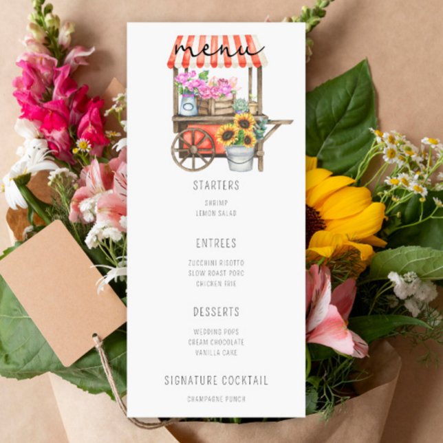 Carro de flores acuarela - Menú Boda (Subido por el creador)