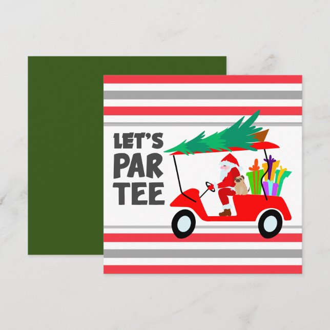 Carro de golf con Santa Claus Let Par Tee Golfer (Anverso / Reverso)