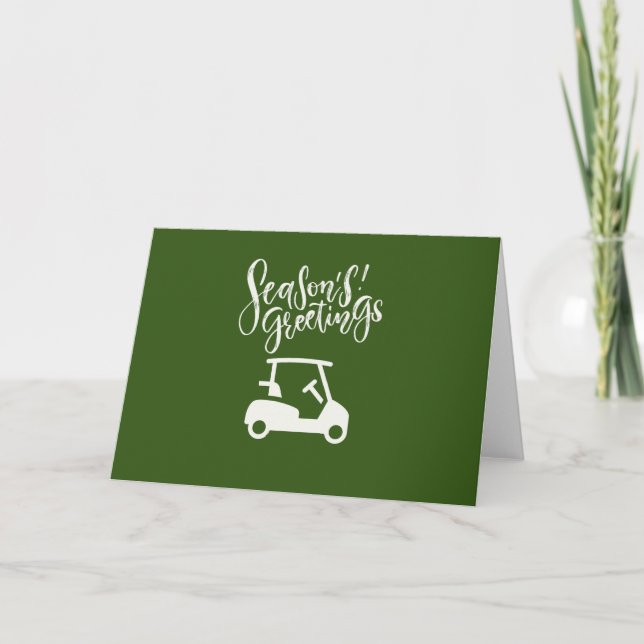 Carro de golf con tarjeta de Feliz Navidad       (Anverso)