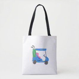 Carro de golf personalizado azul preppy Bolsa Tote