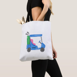 Carro de golf personalizado azul preppy Bolsa Tote