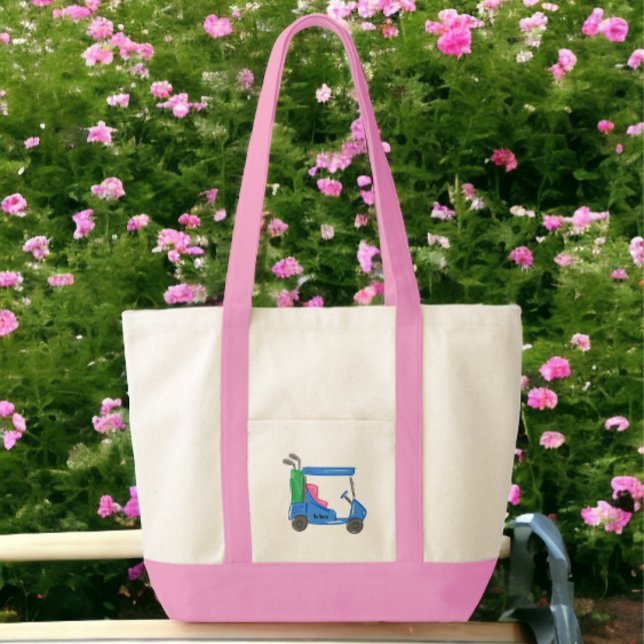 Carro de golf personalizado azul preppy Bolsa Tote (Subido por el creador)