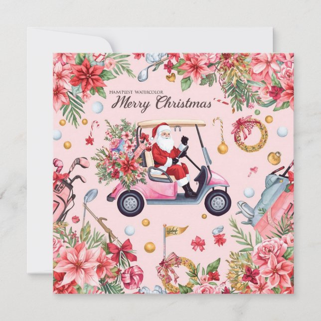Carro de golf rosa con tema de Navidad con Santa c (Anverso)